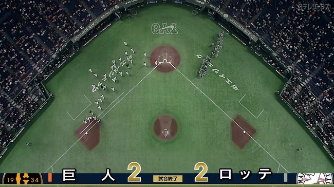 【巨人対ロッテ3回戦】巨人対ロッテは２－２で二日続けての引き分け